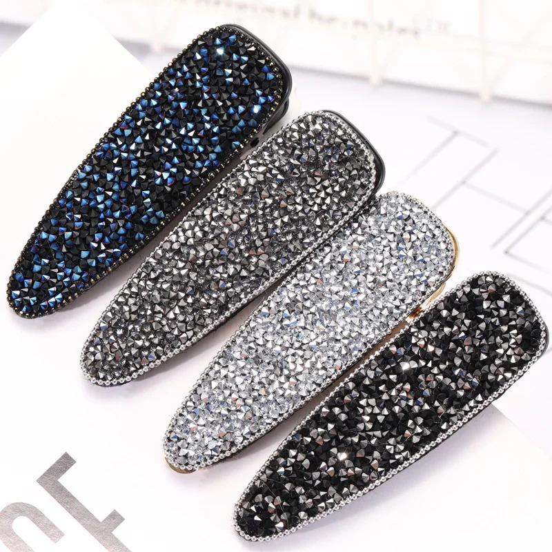 

2020 Hot Ins Korean Hairpins for Women Crystal Paved Water Drop Hair Clips Quality Luxury Rectangle Barrettes for Fringe Hair
