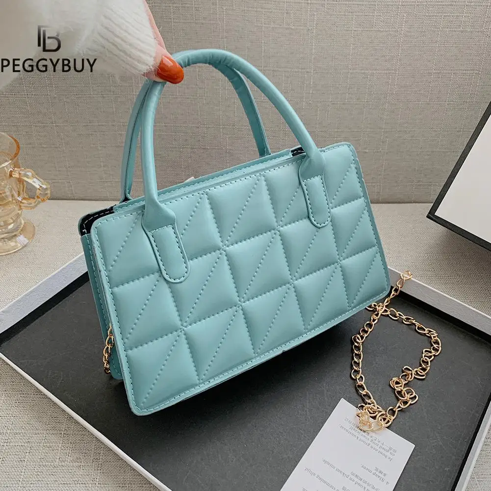 

Women Fashion Chain Handbag New 2021 Summer Zipper PU Leather Luxury Crossbody Bag Ladies Casual Solid Color Shoulder Bag