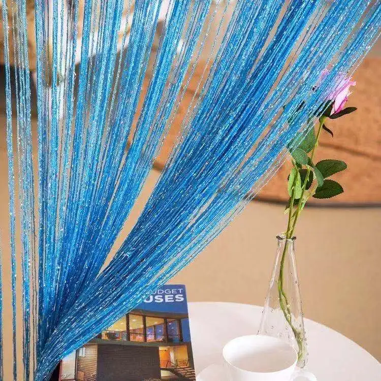 

Luxury Crystal Curtain Flash Line Shiny Tassel String Door Curtain Window Room Divider Home Decoration Backdrop Curtain