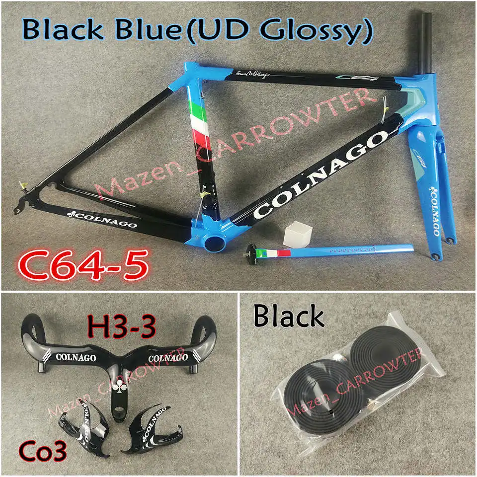 Package 4 T1100 UD полностью глянцевый черный синий Colnago C64 карбоновая рама+ руль+ седло+ клетки для бутылок+ 50 мм карбоновые колеса Novatec A271 ступицы - Цвет: Package 4