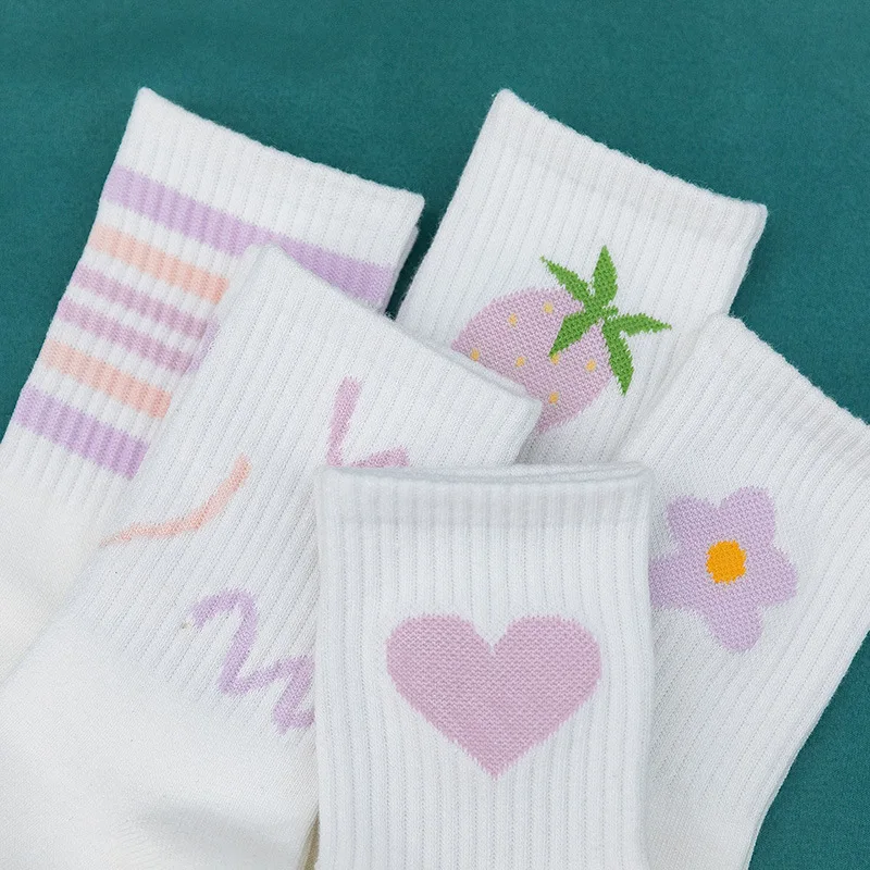 

Striped Love Strawberry Flowers Fun Magical Socks Sunlight Ultraviolet Color Discoloration Warm Autumn and Winter Socks
