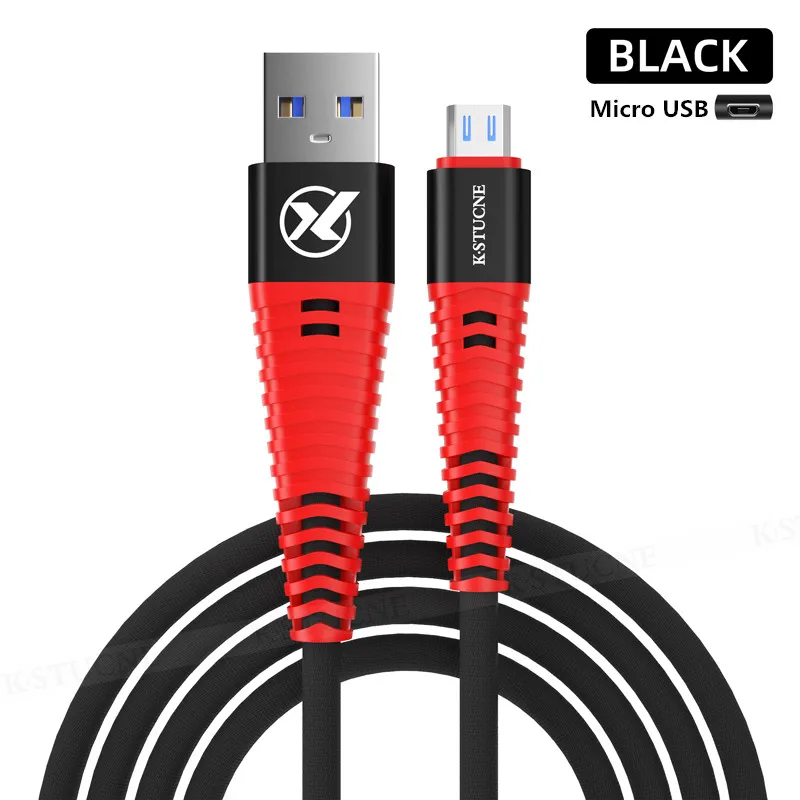 Black Кабель Micro USB для быстрой зарядки и передачи данных, Кабель Microusb для зарядки samsung S7 S6 Xiaomi Android, кабели для мобильных телефонов - Тип штекера: Black