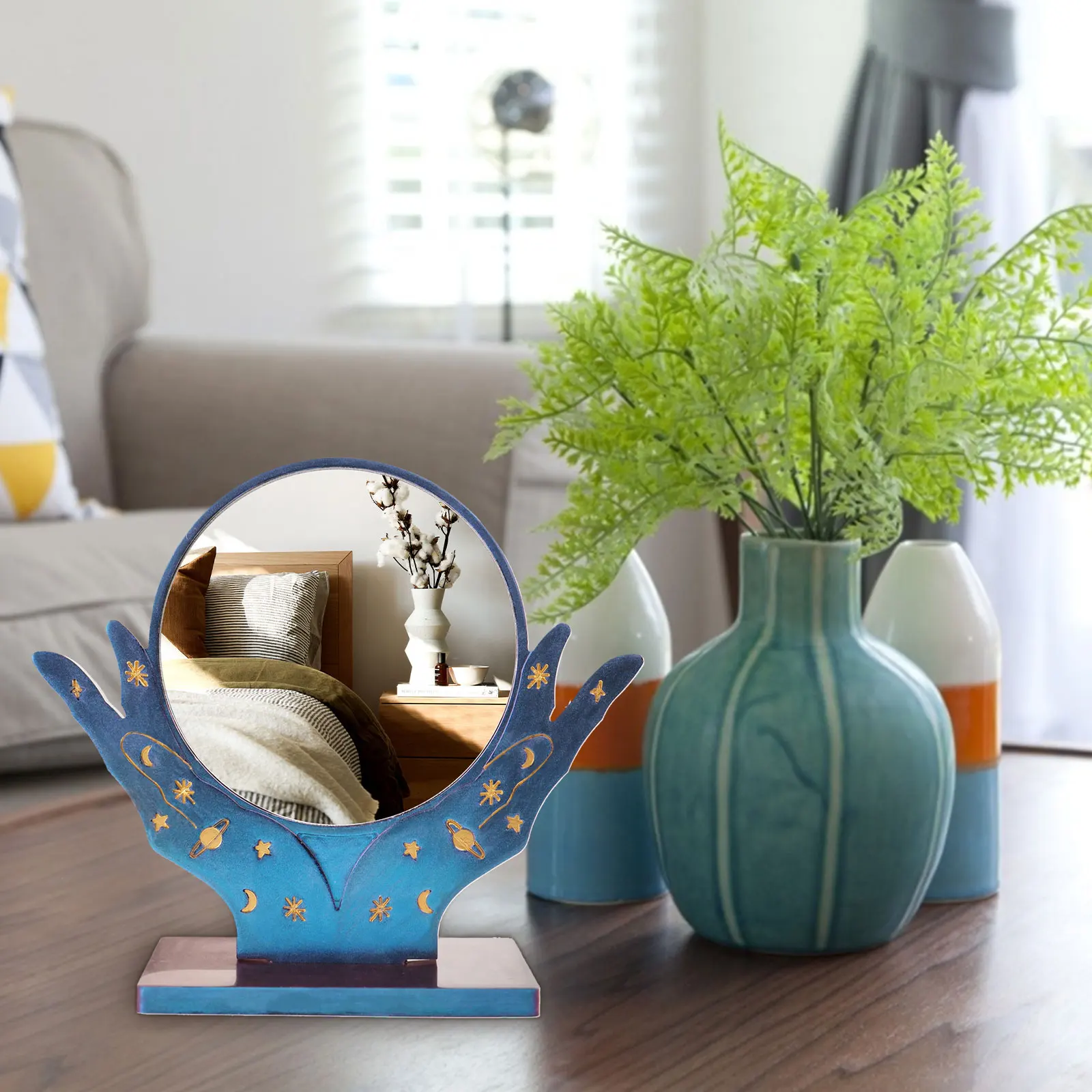 

Makeup Mirror Resin Mould Photo Frame Resin Craft Makeup Mirror Mold Crystal Hand Resin Table Top Cosmetic Mirror With Bracket