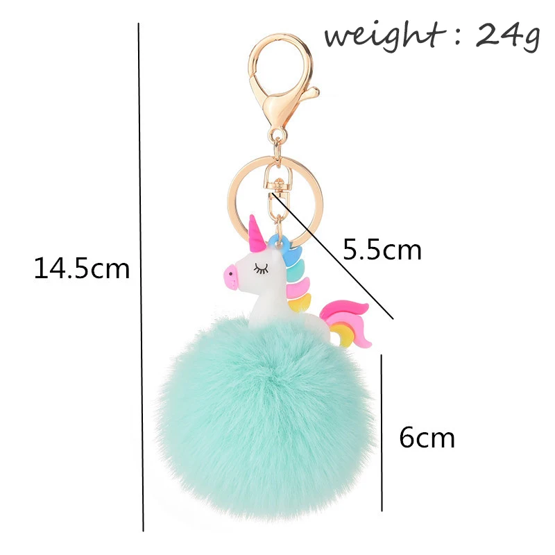 6 см Pom Ball брелок мягкий пластиковый Единорог Искусственный Мех Кролика красочный