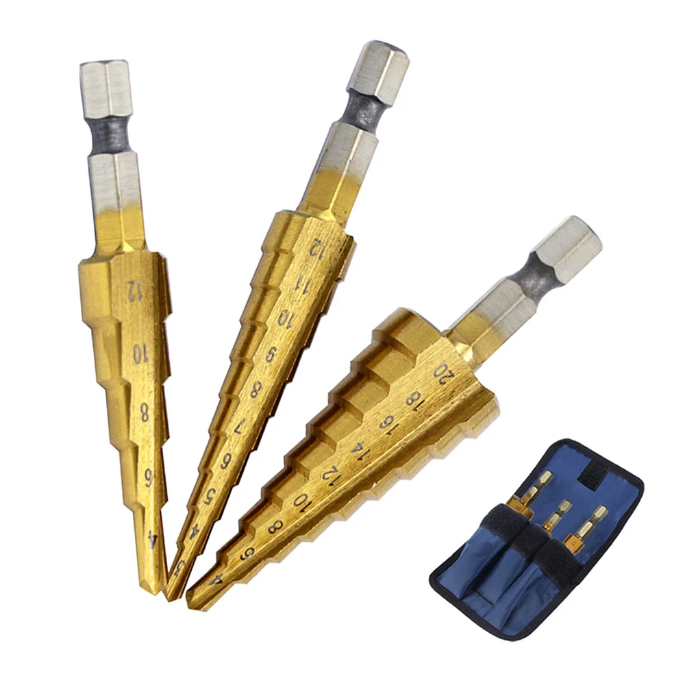 Набор ступенчатых конусных Сверл из быстрорежущей стали с титановым покрытием