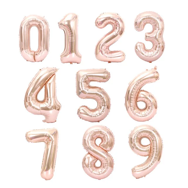 32 дюйма номер воздушный шар из фольги Радуга клипсы для воздушных шаров розового