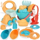 Набор детских игрушек для пляжа, из мягкого пластика, с сетчатым мешком