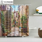 Напечатанная Водонепроницаемая занавеска из полиэстеровой ткани для душа занавеска для ванной Кантри Стиль моющаяся домашняя Ванна Декор занавеска s с 12 крючками
