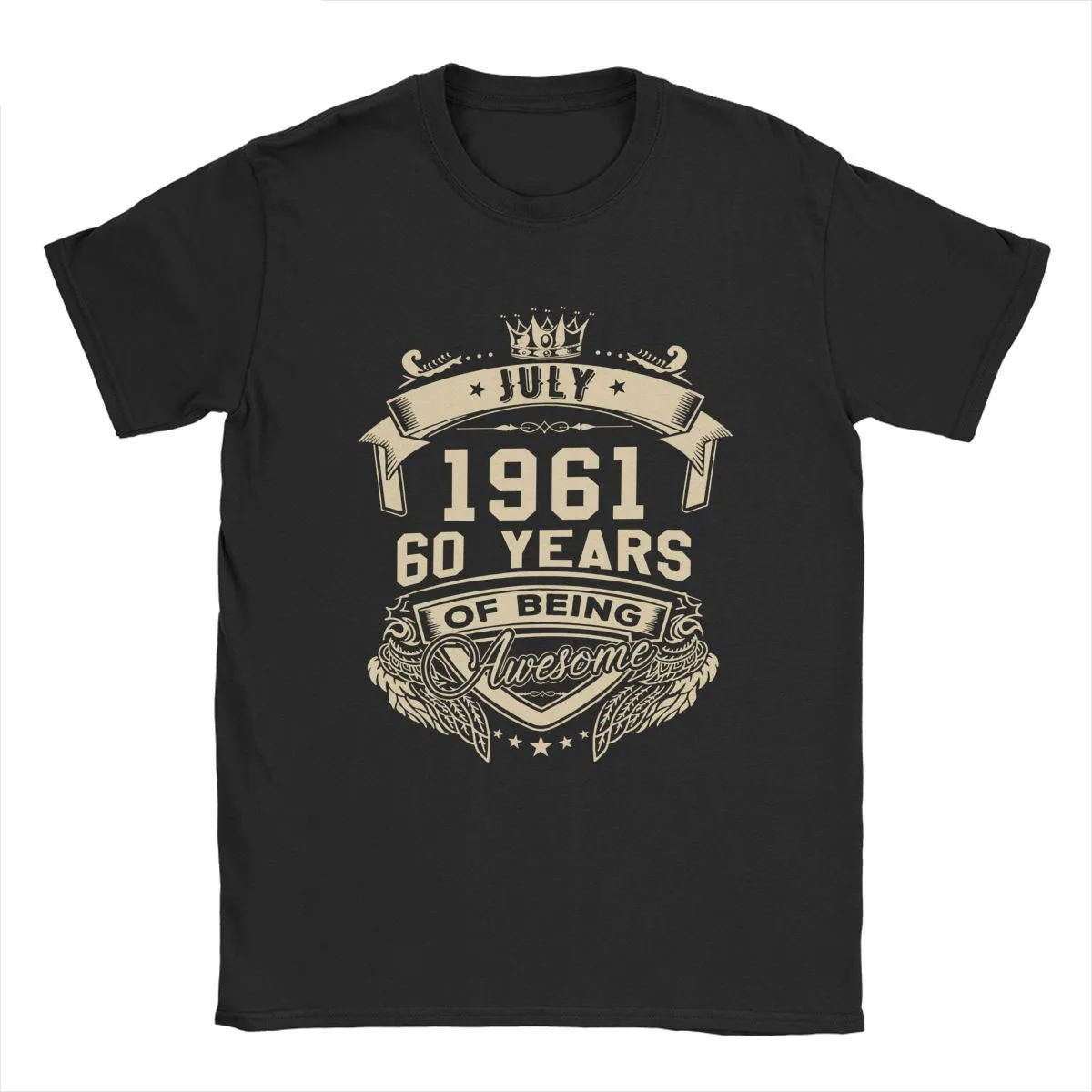

Born In July 1961 60 Years Of Being Awesome T-Shirt for Men Awesome Pure Cotton Tee Shirt Crew Neck Short Sleeve T Shirt Tops