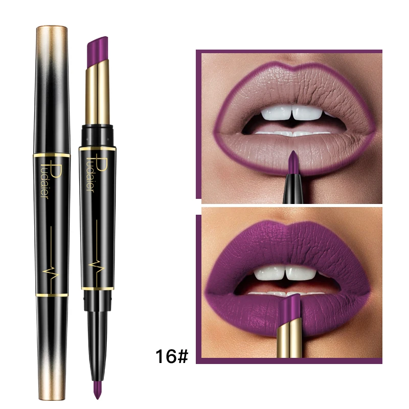 

16pcs Matte Lipstick Lot Waterproof 2 in 1Double-end Long Lasting Lipsticks Lip Liner Pencil Nude Lips Makeup Cosmetics