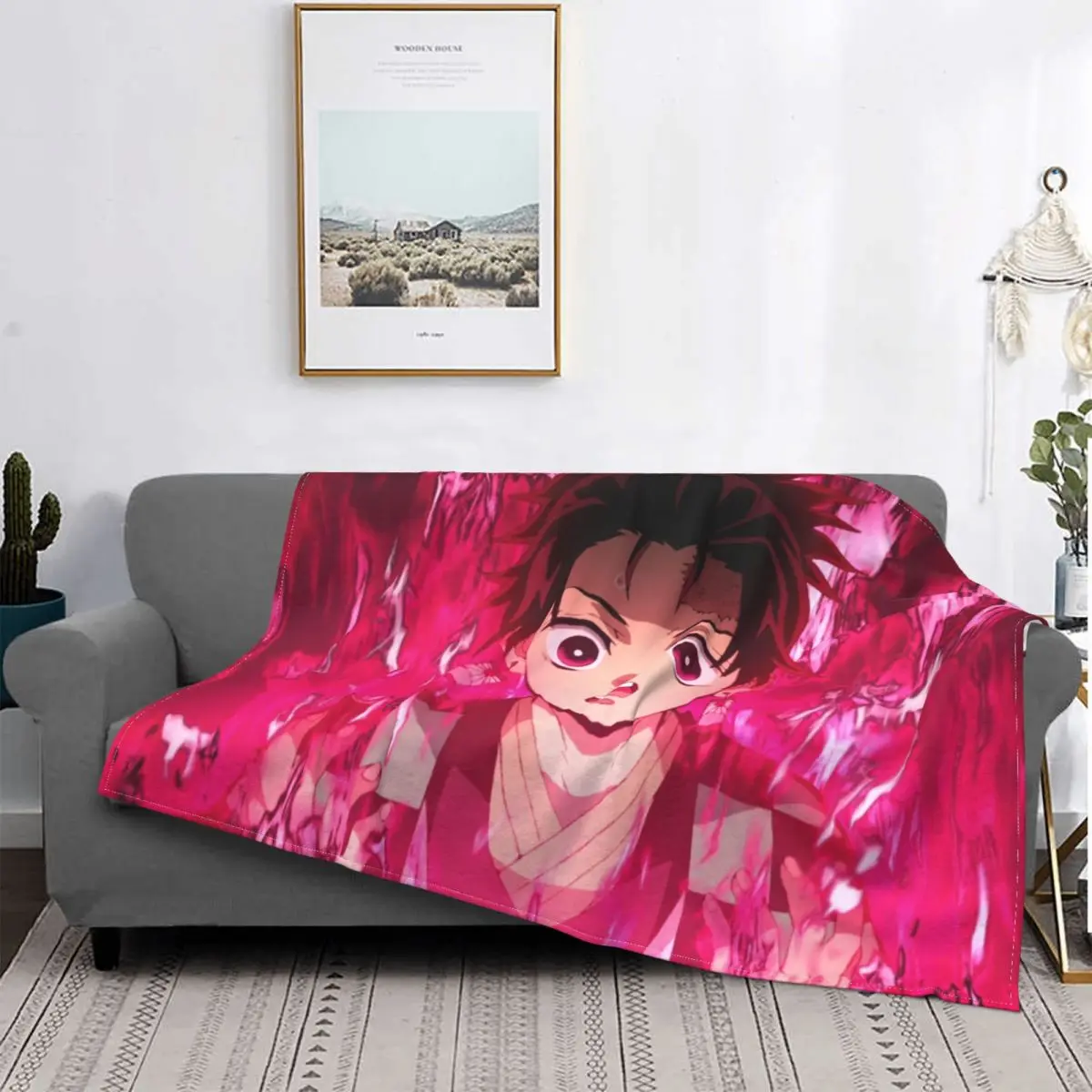 

Demon Slayer Kamado Tanjirou Juvenile Anime Invasion Portable Warm Throw Blankets for Bedding Travel