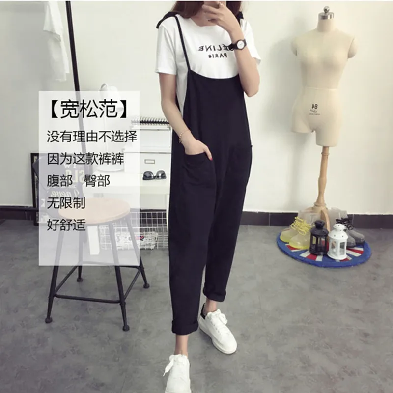 

Maternity Bib Pants Pregnant Trousers Belt Plus Size XXXL Clothes-For-Fat-Women Pregnant-Overalls Jumpsuit Solid Color Women new