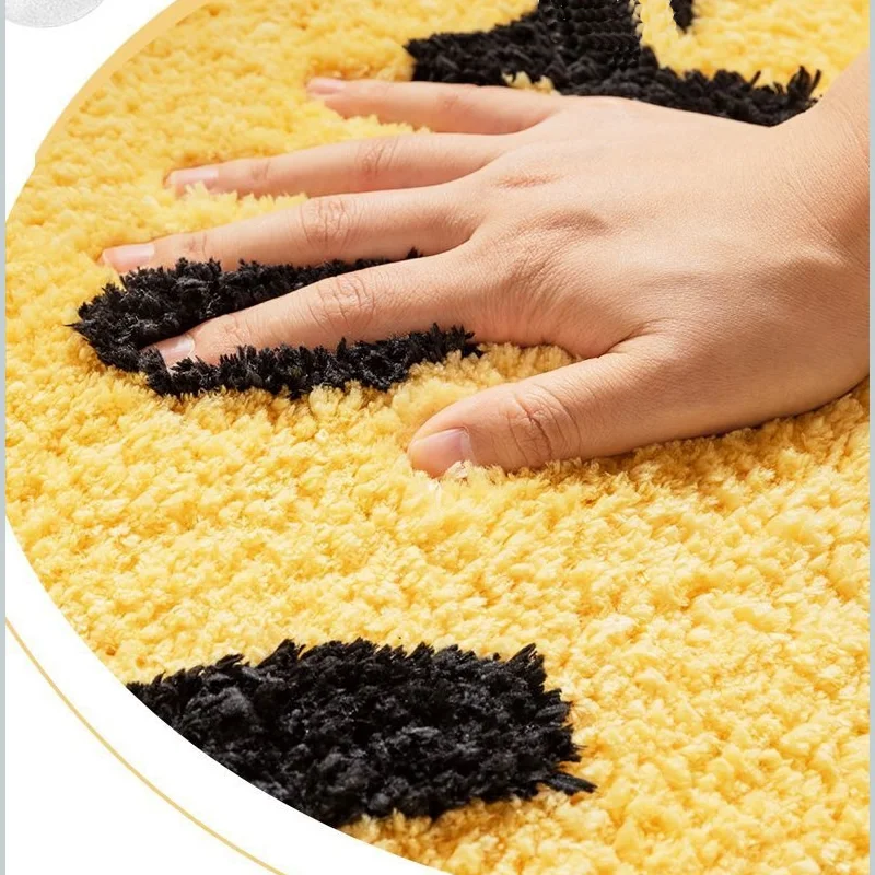bathroom mats cartoon smiley bathroom absorbent mats semi circular toilet door mats long hair non slip mats room tufted rugs free global shipping