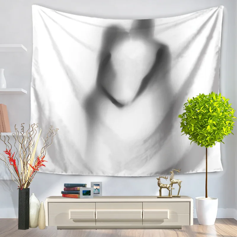 Черно-белый гобелен с принтом мандалы настенное украшение для ванной в стиле