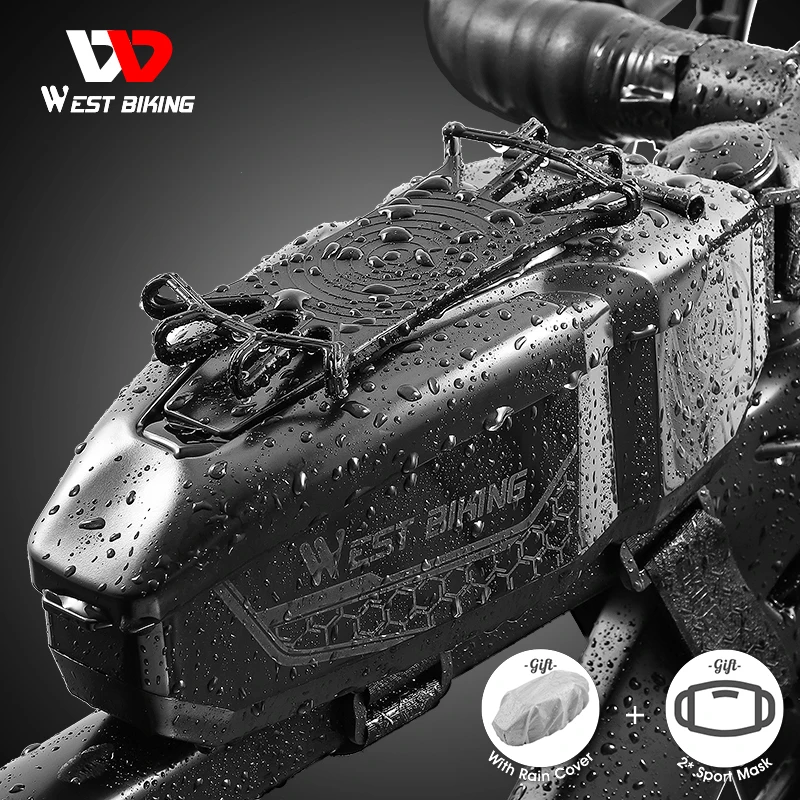 

WEST BIKING PC Shell Bike Top Tube Bag Cobweb Design Phone Bag Storage Box MTB Road Cycling Bag Waterproof Bicycle Accessories