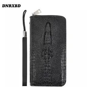 wallet for men crocodile pattern men clutch bag large capacity zipper phone bag multifunction card holder luxury mens wallet free global shipping