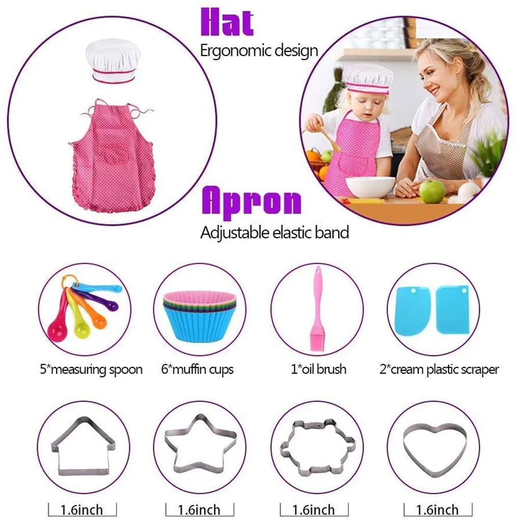 Kids Cooking Baking Set Kitchen Girls Toys Role Play Children Costume Pretend Cooker Game #T1G | Дом и сад