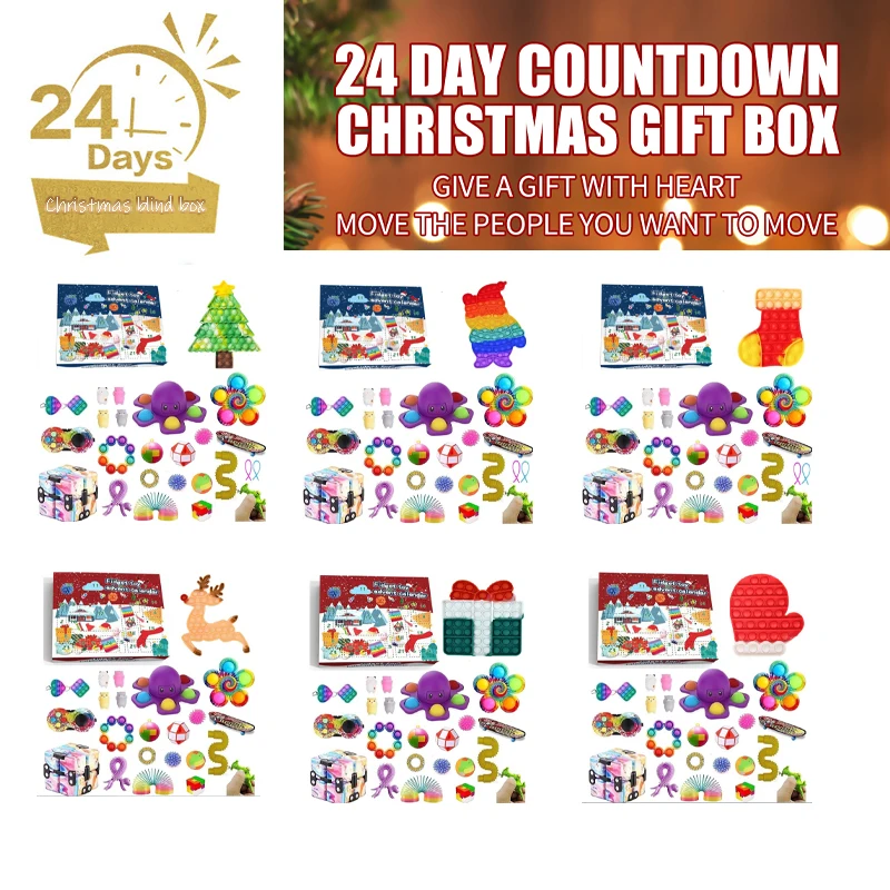 

24pcs Fidget Toys Pack Mystery Box Advent Calendar Surprise Christmas Gift Box Antistress Simple Dimple 2022 Novelty Gifts cheap