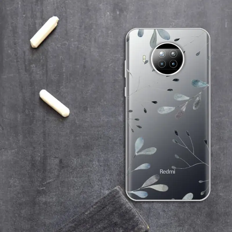 

Watercolor plants with flowers Phone Case Transparent for Xiaomi Redmi note 10 t 8 9 pro lite 11