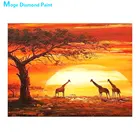 Закат луга Жираф Алмазная картина круглая полная дрель Сделай Сам мозаика вышивка 5D крестиком Африка живописный животный узор