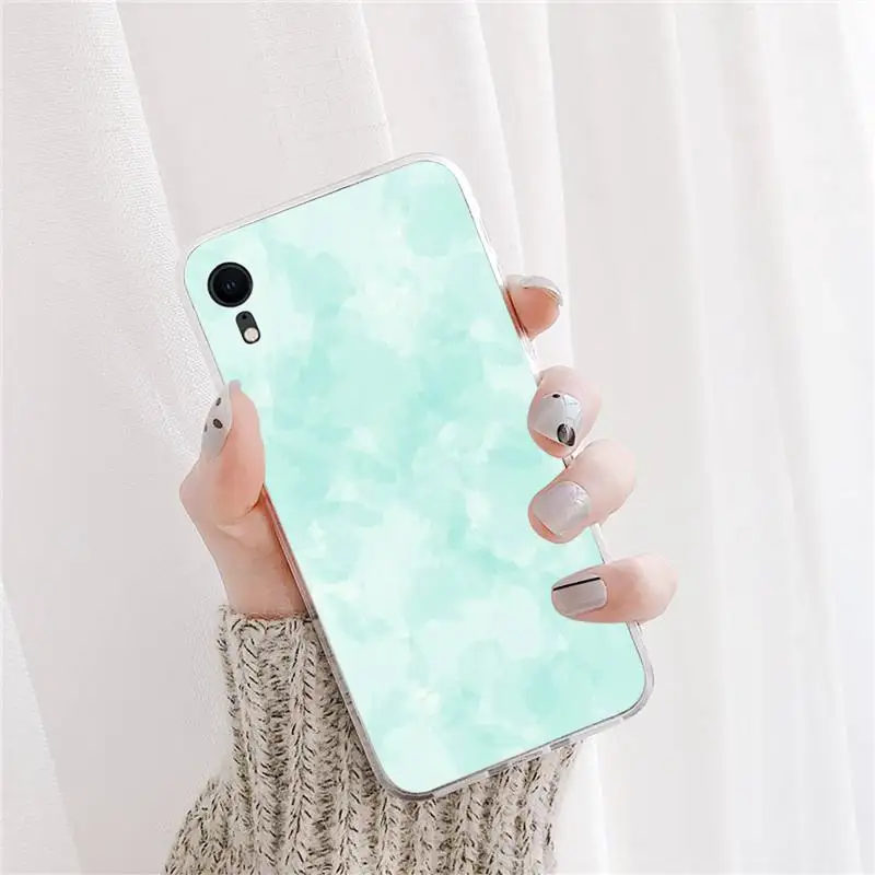 

Yinuoda Simple little fresh mint green Soft Phone Cover For iPhone X XS MAX 11 11 pro max 6 6s 7 7plus 8 8Plus 5 5S XR SE 2020