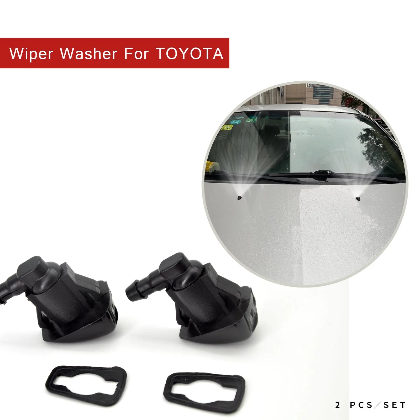 

Car Front Windshield Washer Nozzles Replacement for Toyota Sienna 04-10 Corolla Solara Tundra Replaces OE# 85381-AE020 Spray Jet