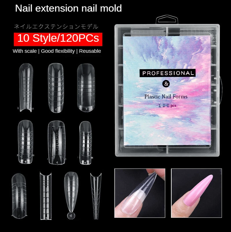 

120 Pcs/Set False Nails nail tips Quick Building Mold Tips Nail Dual Forms Finger Extension Nail Art Nail Gel Manicure Tools