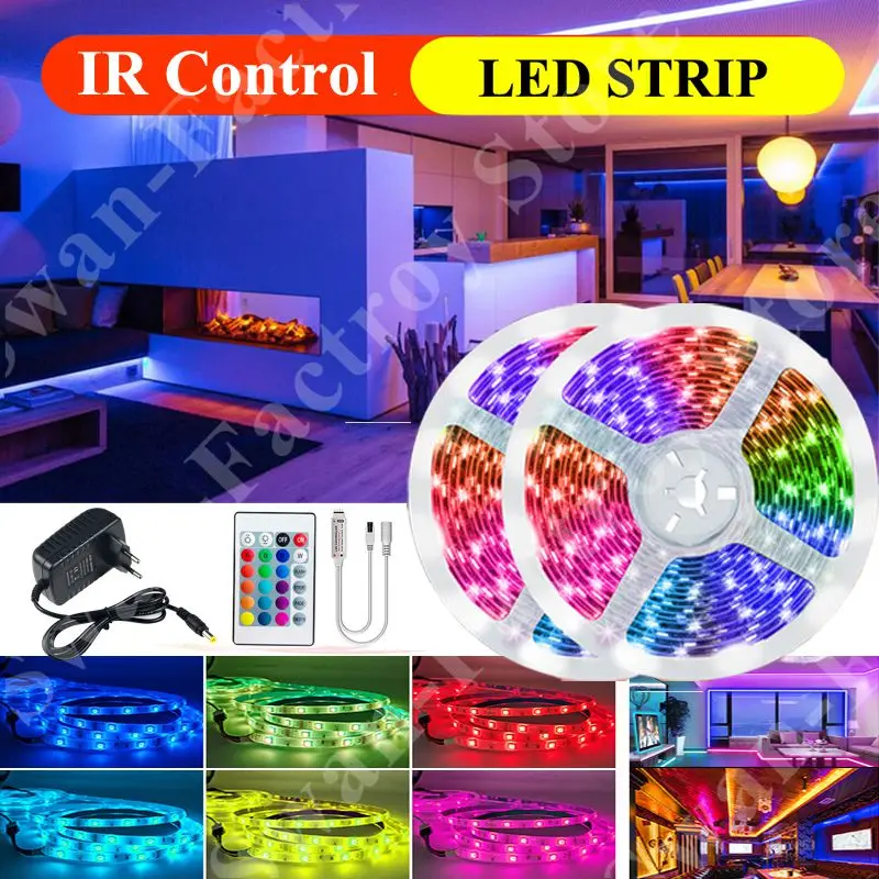 

Rgb led strip 10M Led tape waterproof tv rgb backlight fairy lights with remote led lights for rooms Kitchen Stairs Adhesive