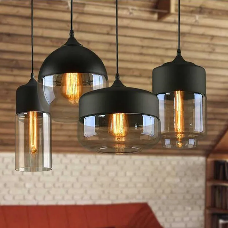 

4 Style Modern Contemporary Glass Pendant Lamp Lights Fixtures e27 e26 LED for Kitchen Restaurant Cafe Bar living room