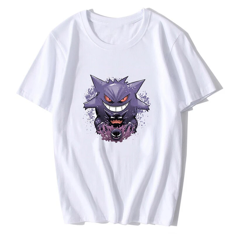Gengar Evolution черная футболка мужская с принтом Повседневная Уличная Harajuku Футболка