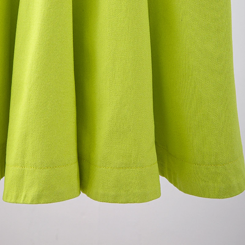 

SISPELL Yellow Skirt For Women High Waist Loose Ruffles Hem Solid Elegant Bodycon Mid A Line Dresses Female 2021 Spring Clothing