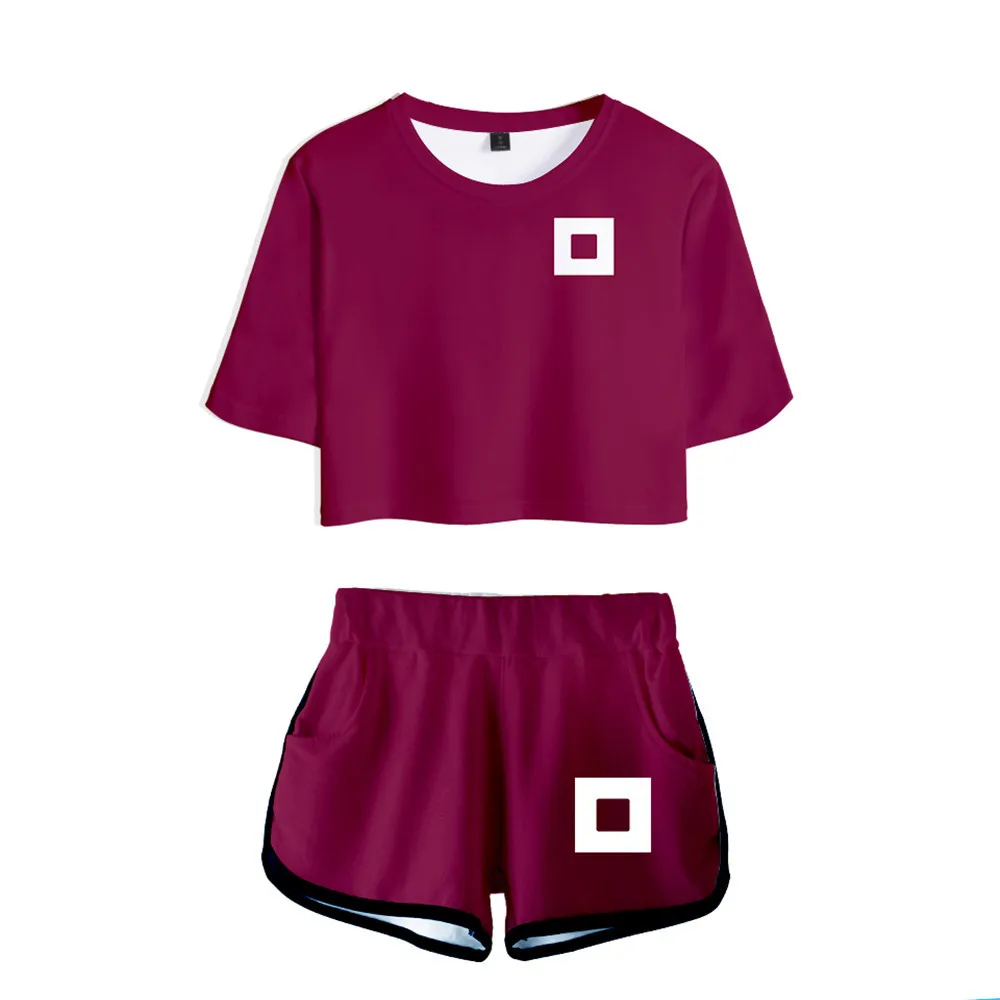 Женский костюм из двух предметов: шорты и кроп-топ с 3D-принтом |