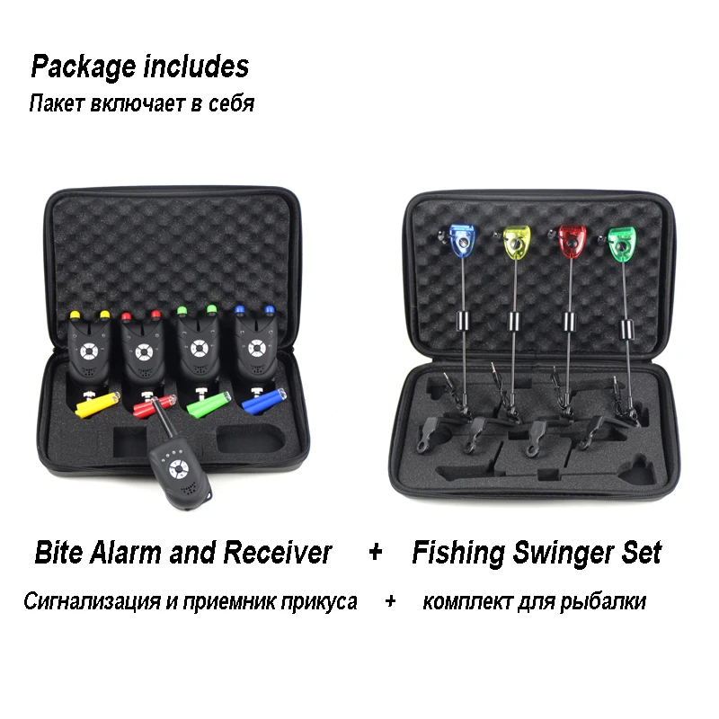 Беспроводной сигнализатор поклевки и приемник для рыбалки 4 + 1 светодиодный
