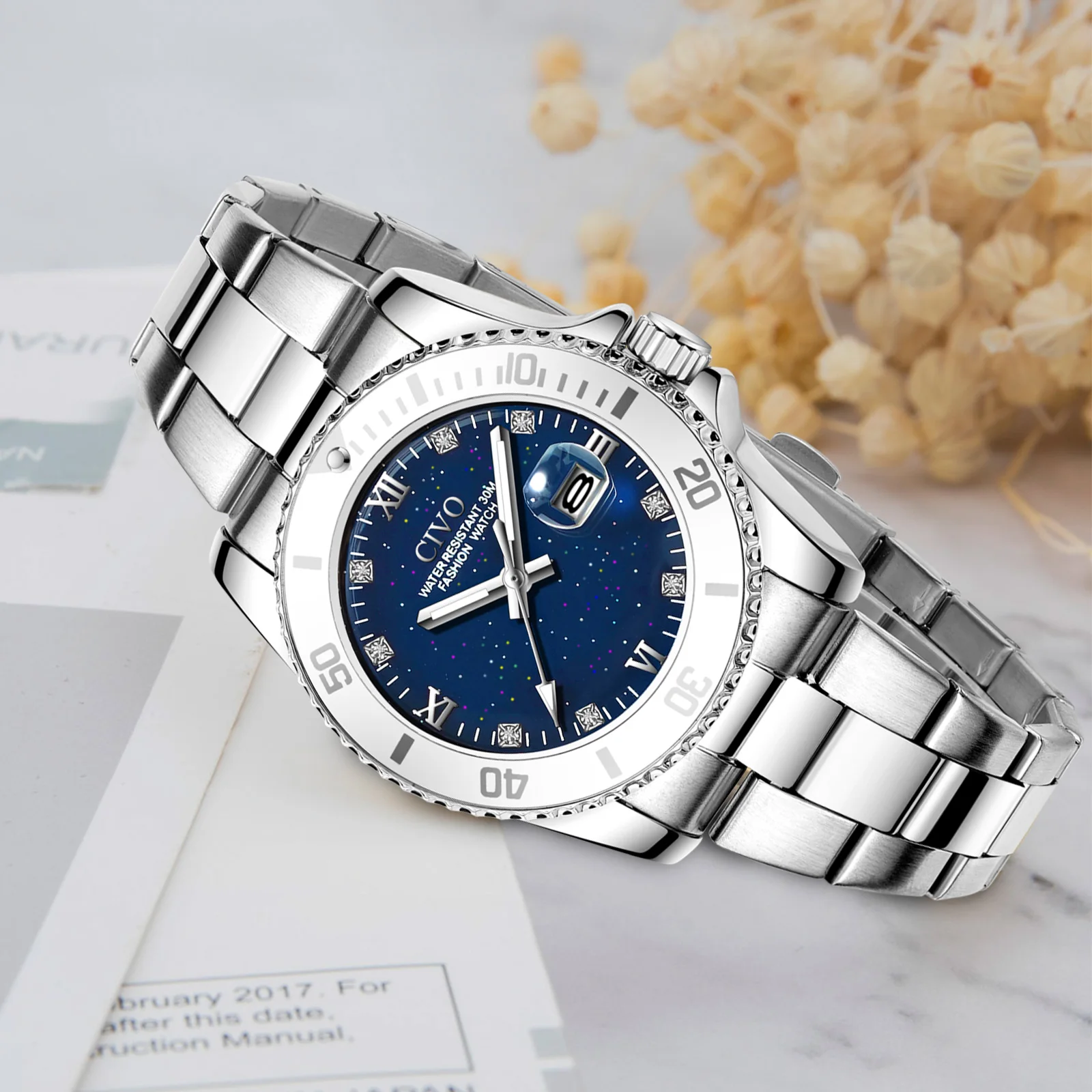 Женские Водонепроницаемые кварцевые часы с изображением звёздного неба |