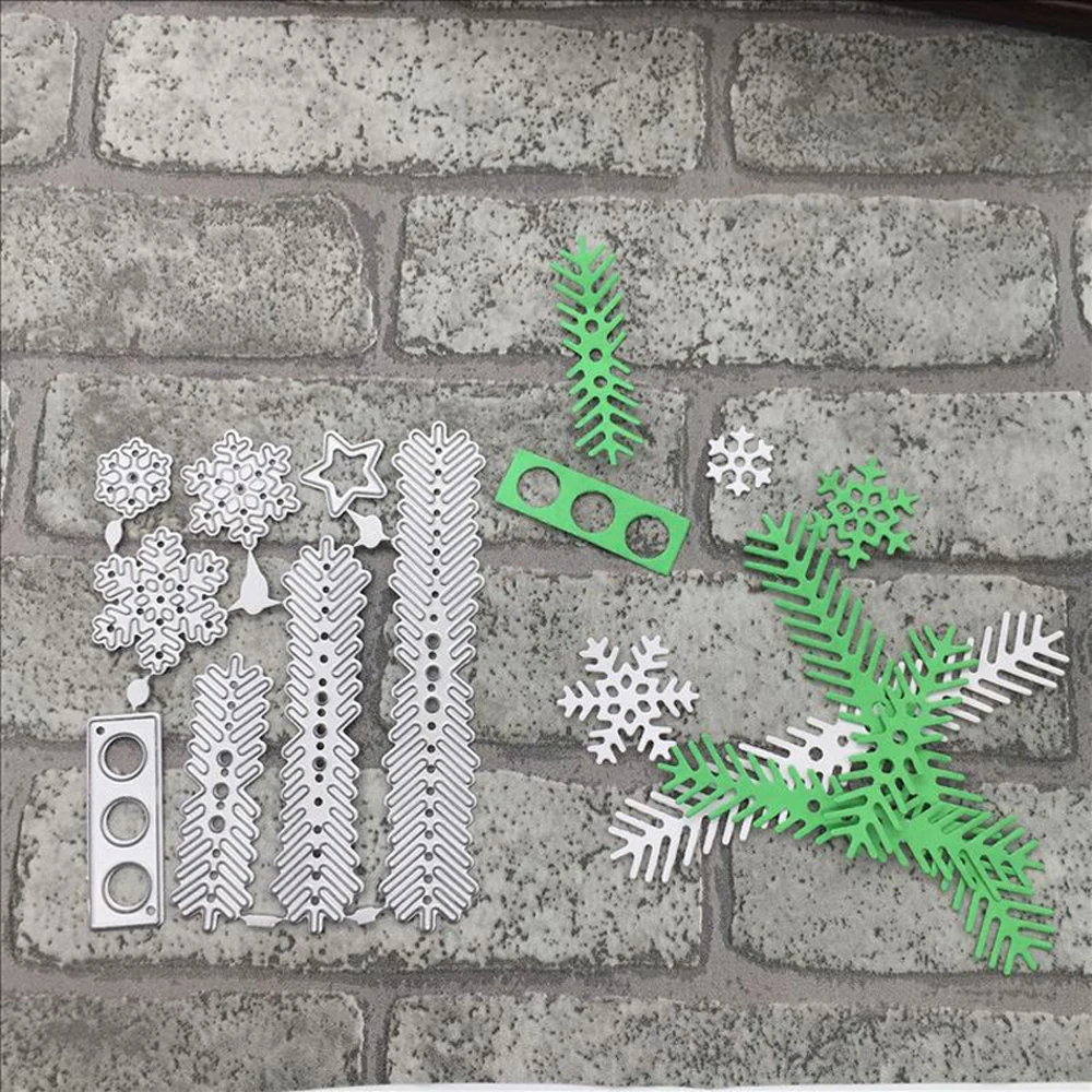 8 шт./компл. DIY листья Рождественского дерева металлические режущие штампы набор для тиснения, скрапбукинга фотоальбом рождественские украшения