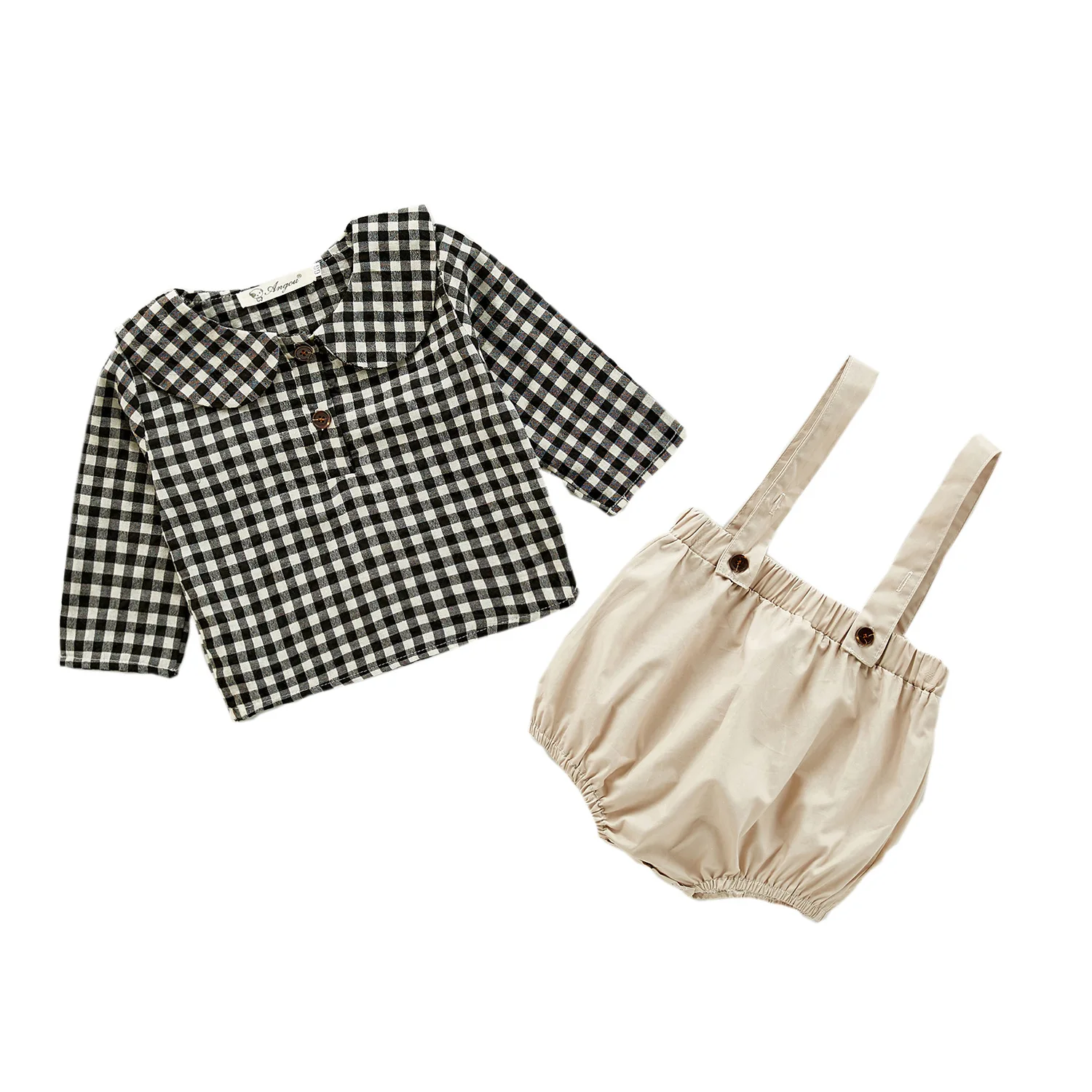 

Spring Summer Baby Girl Overalls Plaid Newborn Triangle Romper Vintage Infant Girl Boy Casual Bodysuit 0-2Y Baby Clothes