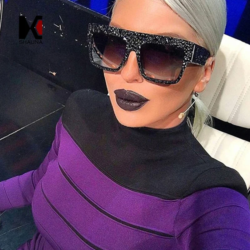 Женские и мужские большие квадратные очки SHAUNA солнцезащитные с декоративными