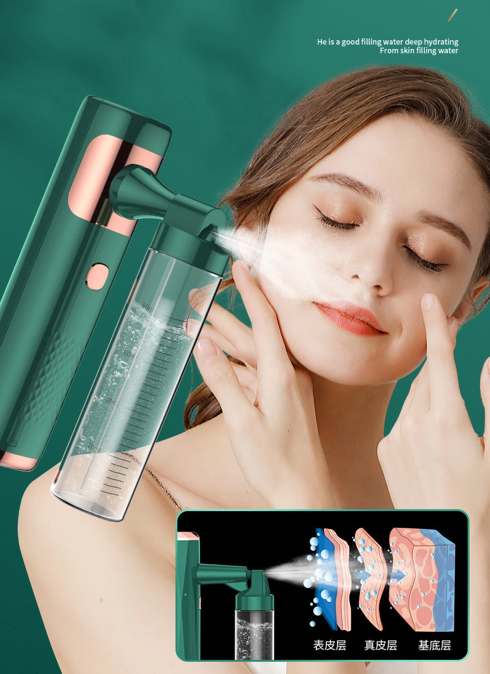 

High Pressure Nano Spray Face Sreamer Spot Cleaner Nano Facial Water Oxygen Injection Instrument Airbrush Skincare Tool