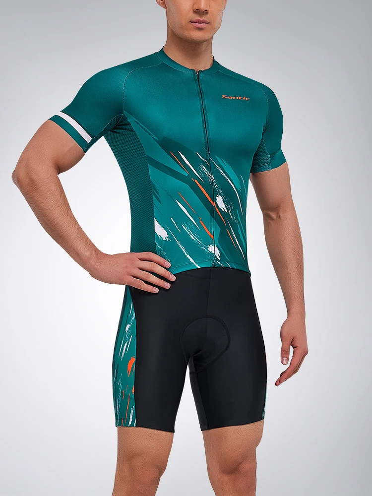 

Santic Men's Cycling Jersey Set Short Sleeve 4D Padded Short Sleeve Outfits Quick-Dry MTB Bike Sports Clothing Suits Asian Size