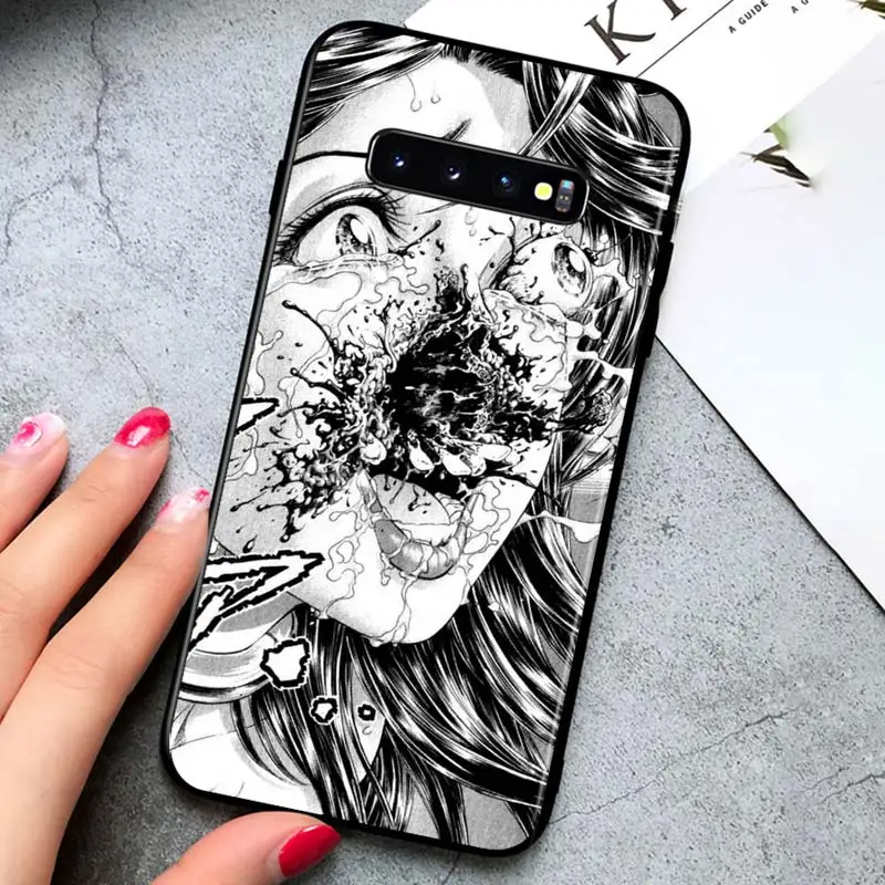

Junji Ito Tees Horror for Samsung Galaxy S21 Ultra Plus 5G Note 20 10 9 8 S10 S9 S8 S7 S6 Edge Plus Black Phone Case