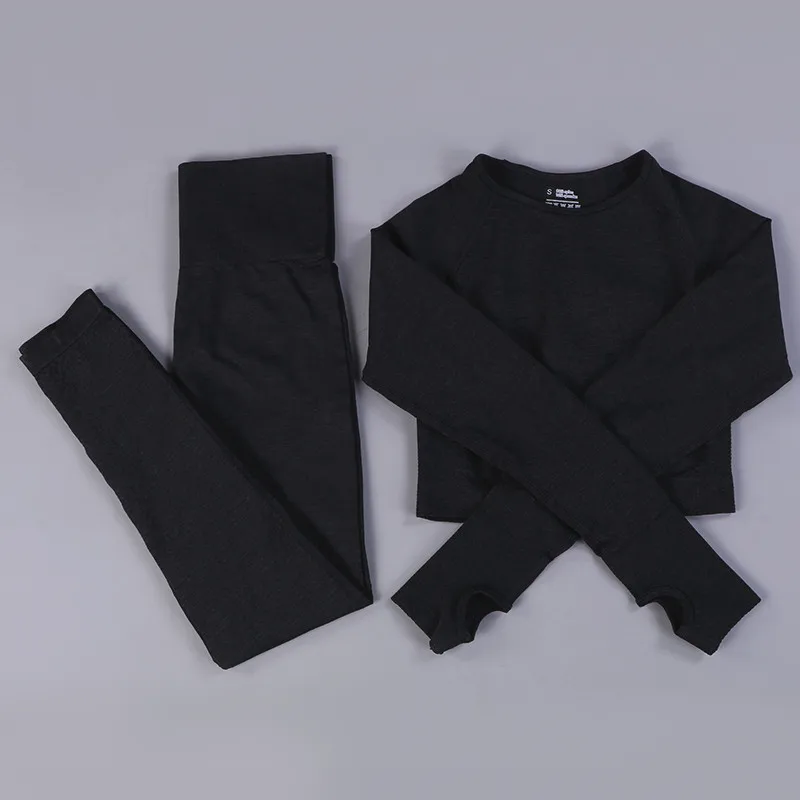 

Women Seamless Yoga Set Fitness Sports Suits GYM Cloth Yoga Long Sleeve Shirts High Waist Running Leggings Workout Pants Bra