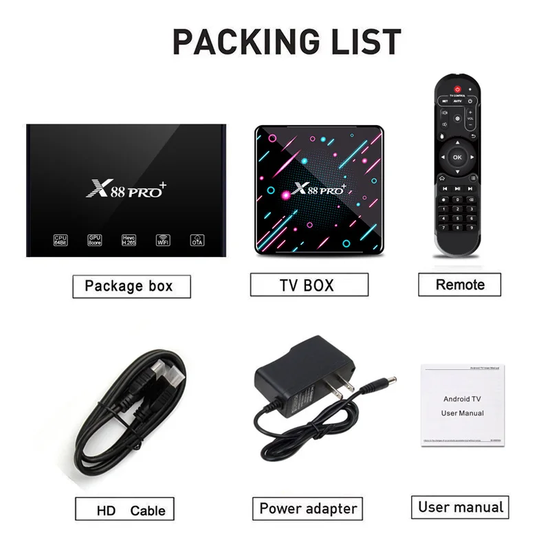 QPLOVE Android tv Box X88 PRO Plus RK3368 8 ядерный процессор Chipest и PowerVR G6110 GPU 4 ГБ 32 Поддержка HDMI 2.0a