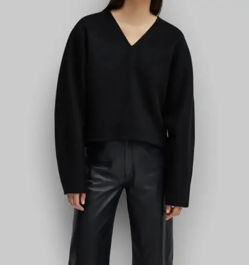 Женский трикотажный топ с V-образным вырезом и широкими рукавами | Женская одежда