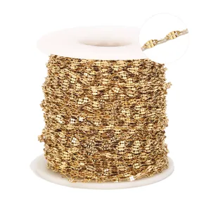 Цепочка Из Нержавеющей Стали для изготовления ювелирных изделий сделай сам, плоская золотистая цепь с овальным наполнением, 2 м