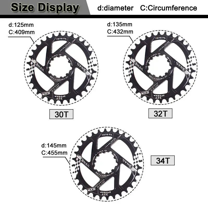 Улитка GXP узкое широкое кольцо для горного велосипеда 30T 34T цепное прямое