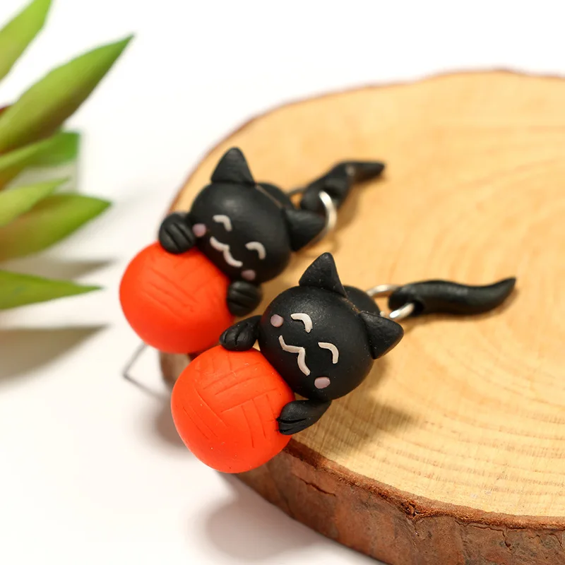 Новые креативные геометрические простые серьги в виде мультяшного кота