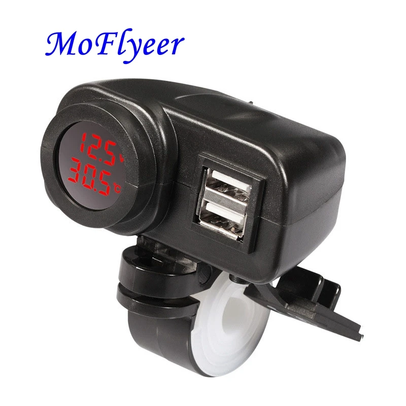 

Motorcycle USB Charger Waterproof Quick Chargers Mobile Phone Dual Fast Power Adapter with Temperature Voltage Digital Display