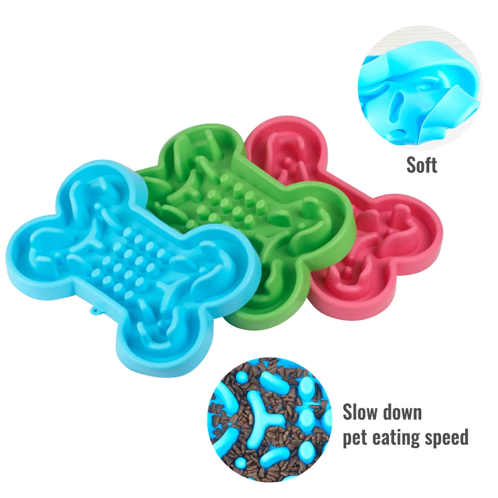 Миска для домашних животных здоровая силиконовая в форме кости медленная подача