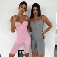 summer new style european and american cotton womens zipper pit strip sexy sling halter bodysuit