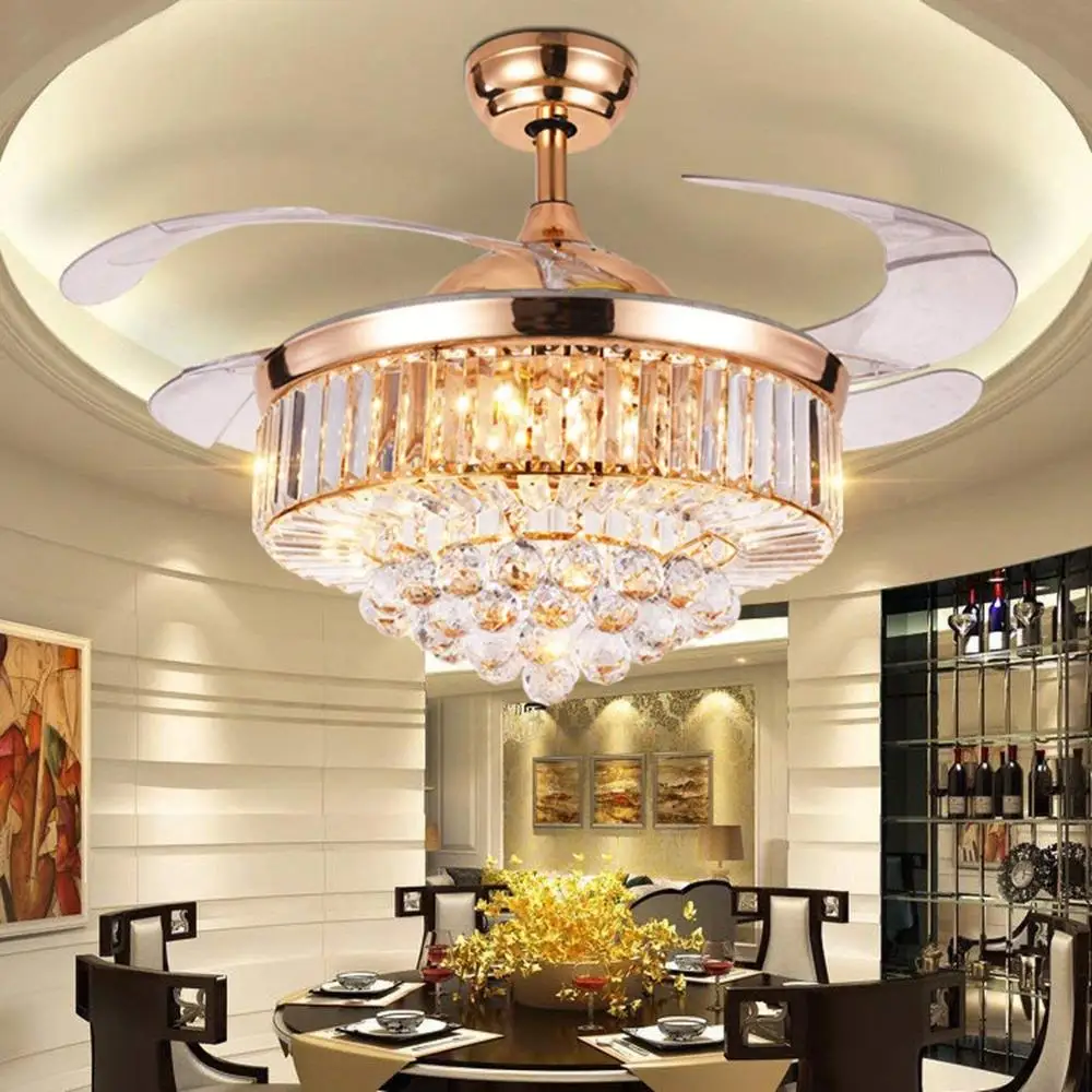 42 ''Современный хрустальный потолочный вентилятор с светильник роскошная